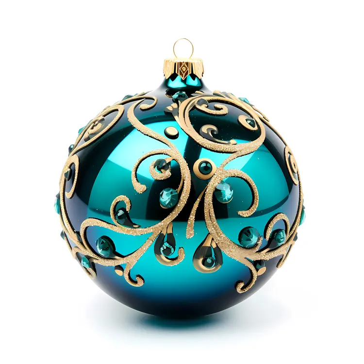 Blue Ornament with Gold Swirls