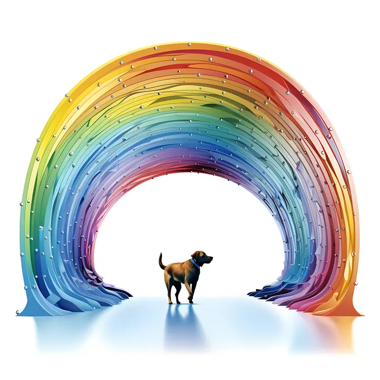 Dog Under Rainbow Arch