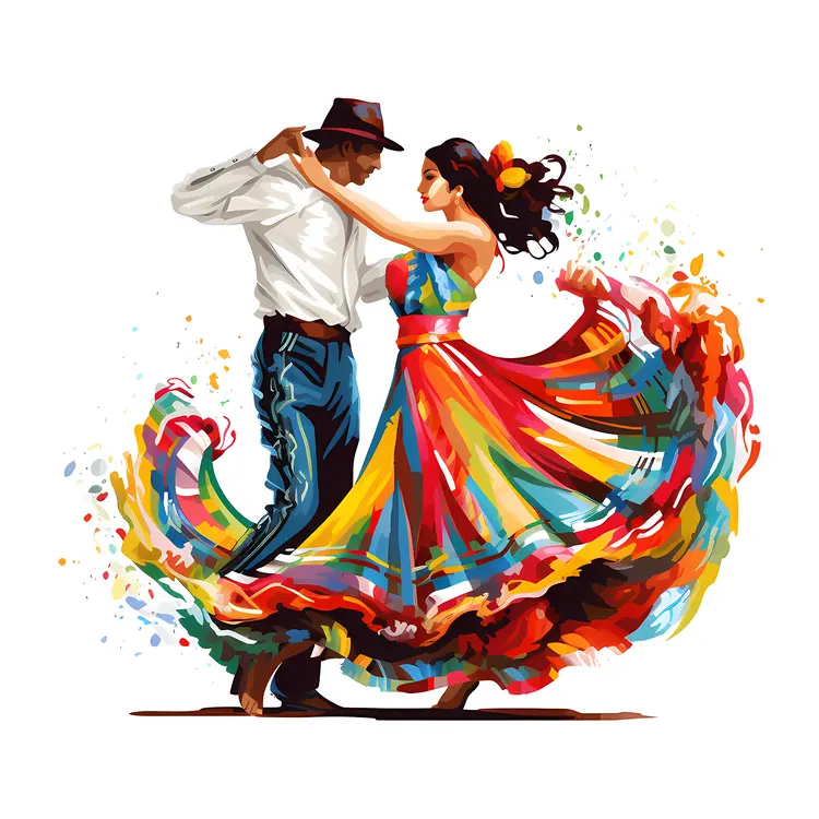 Dancing Couple in Colorful Attire