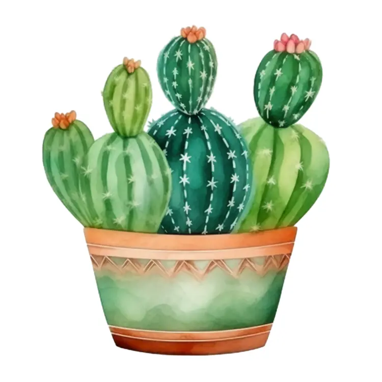 Green Cactus in a Decorative Pot