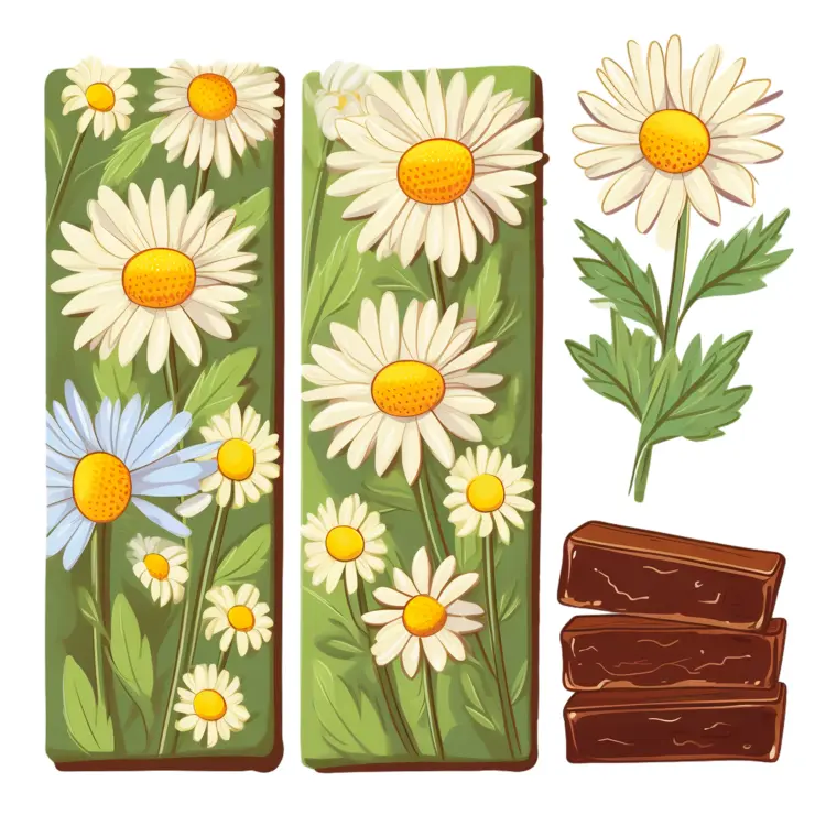 Chocolate Bars with Flowers and Leaves