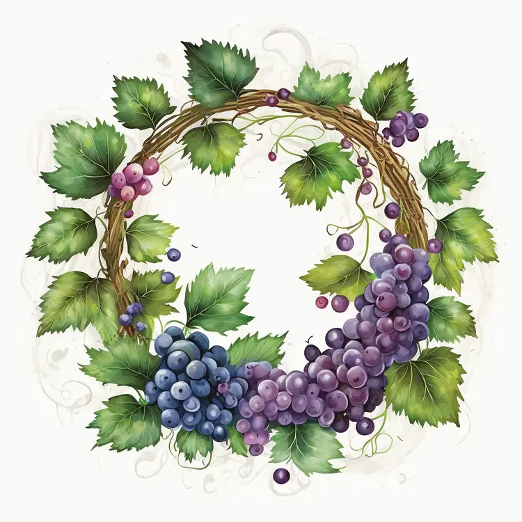 Beautiful Grape Wreath Illustration