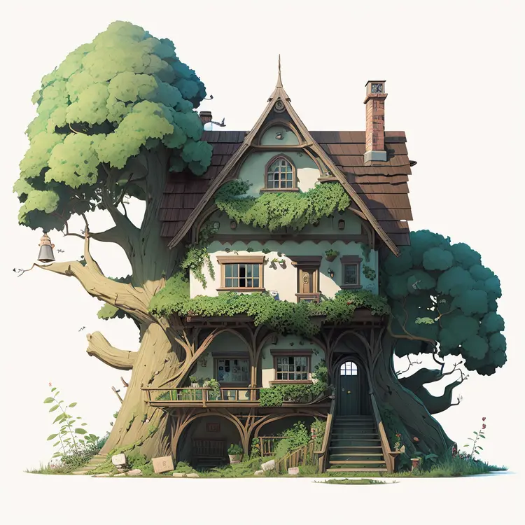 Whimsical Treehouse in Nature