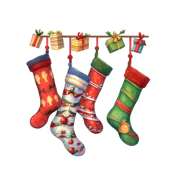 Festive Christmas Stockings with Gifts