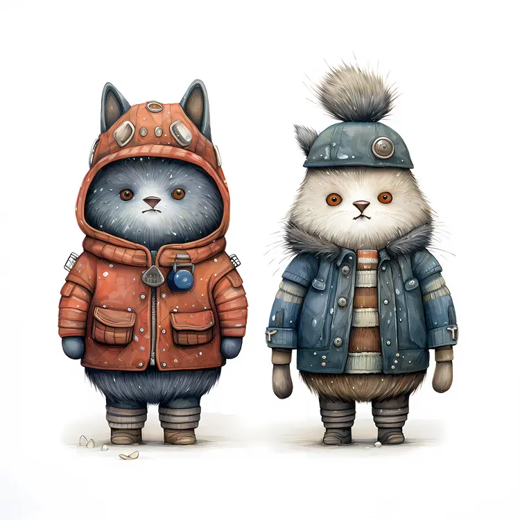 Cute Animal Characters in Winter Clothing