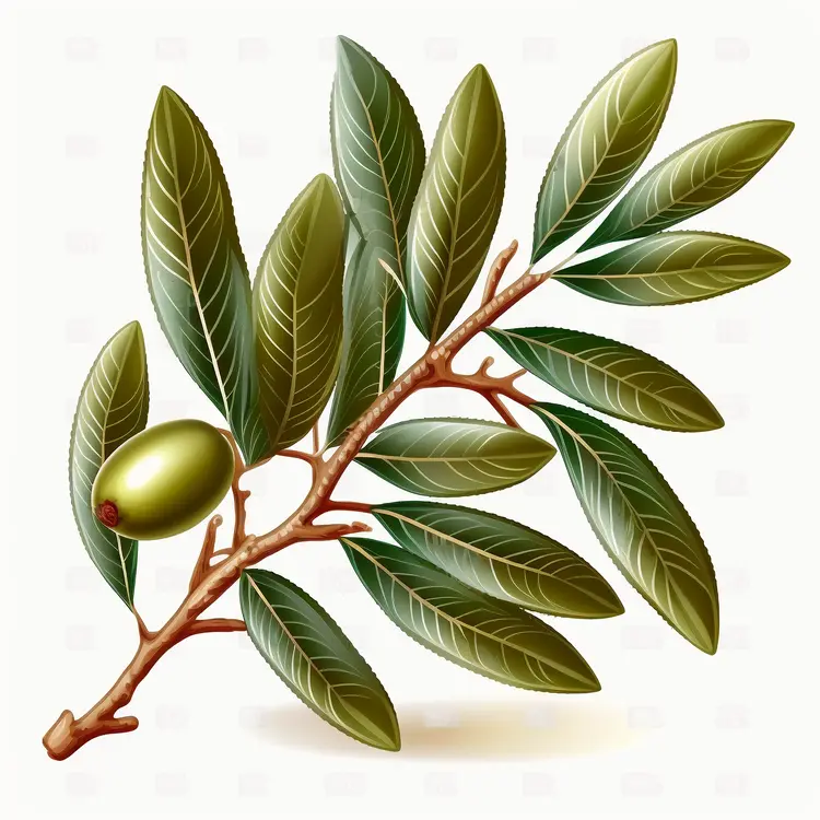 Olive Branch with Green Leaves