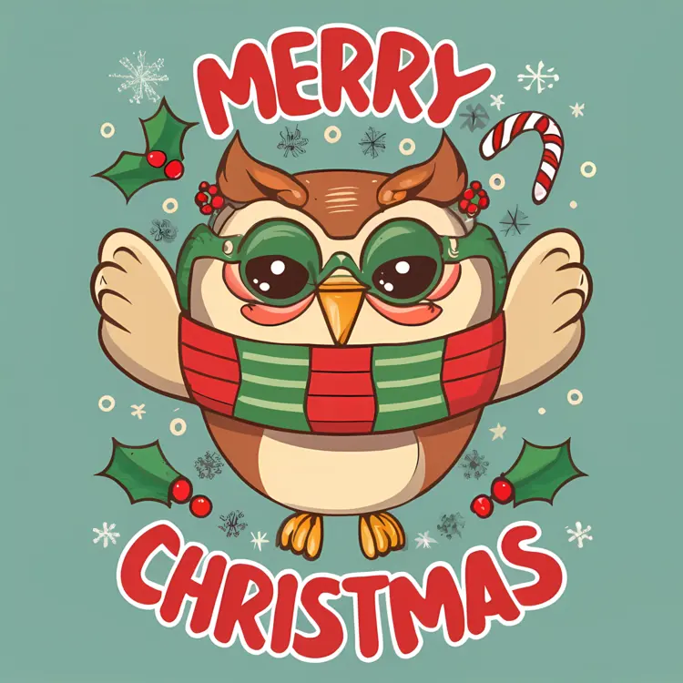 Christmas Owl with Candy Cane