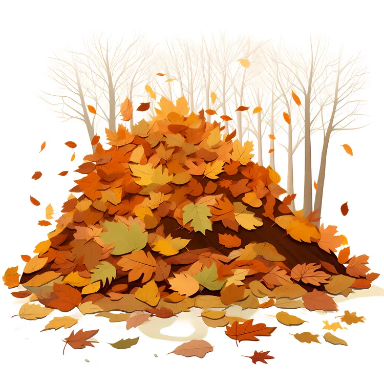 Colorful Pile of Autumn Leaves