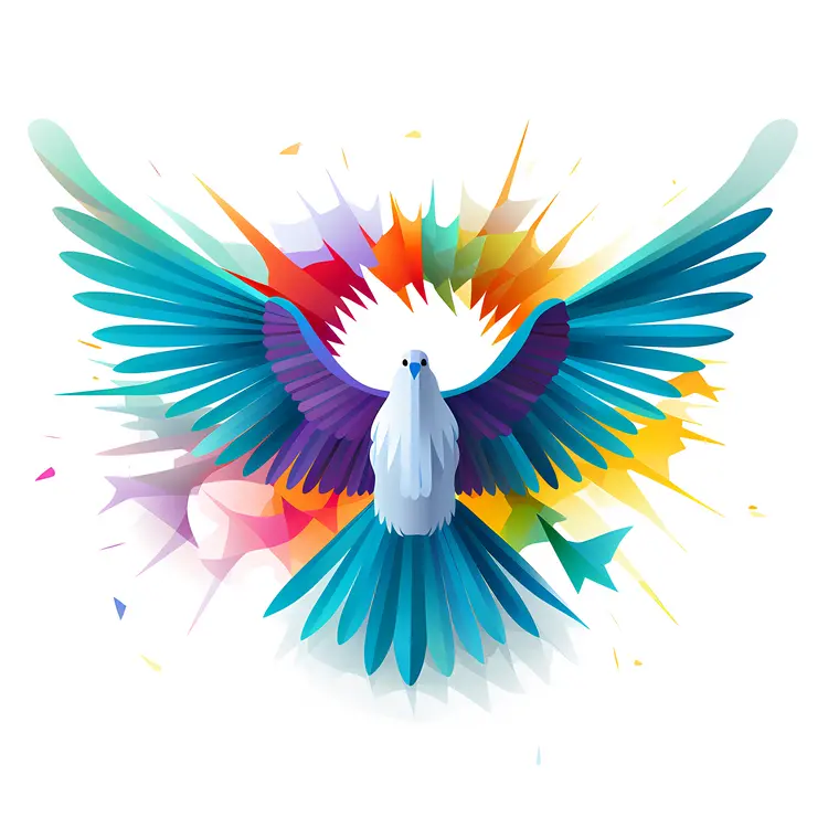 Blue Dove with Colorful Wings
