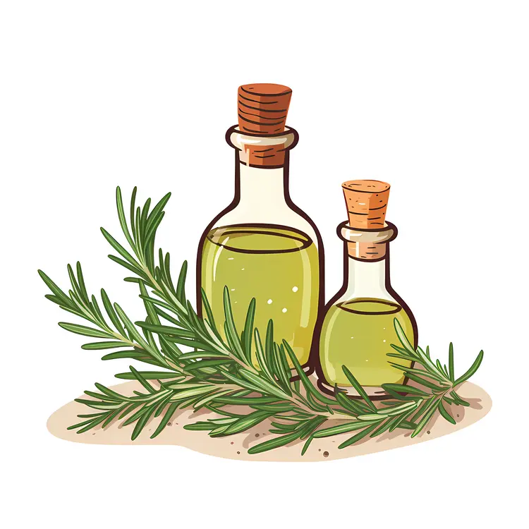 Two Bottles with Rosemary for Aromatherapy