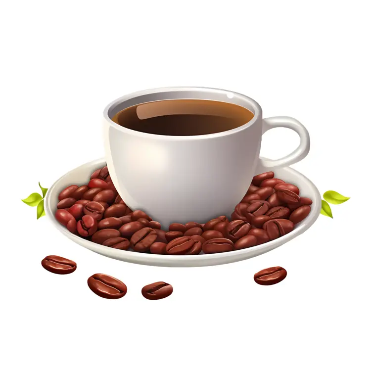 Coffee Cup with Beans on Saucer