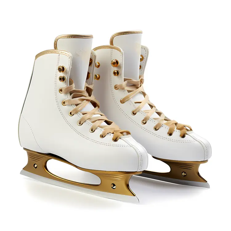 White and Gold Ice Skates for Winter Sports
