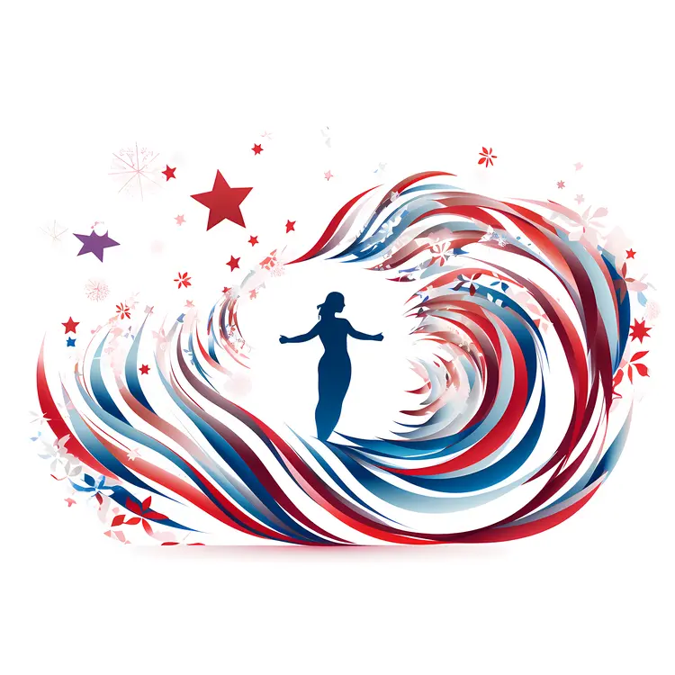 Silhouette in Colorful Swirl with Stars