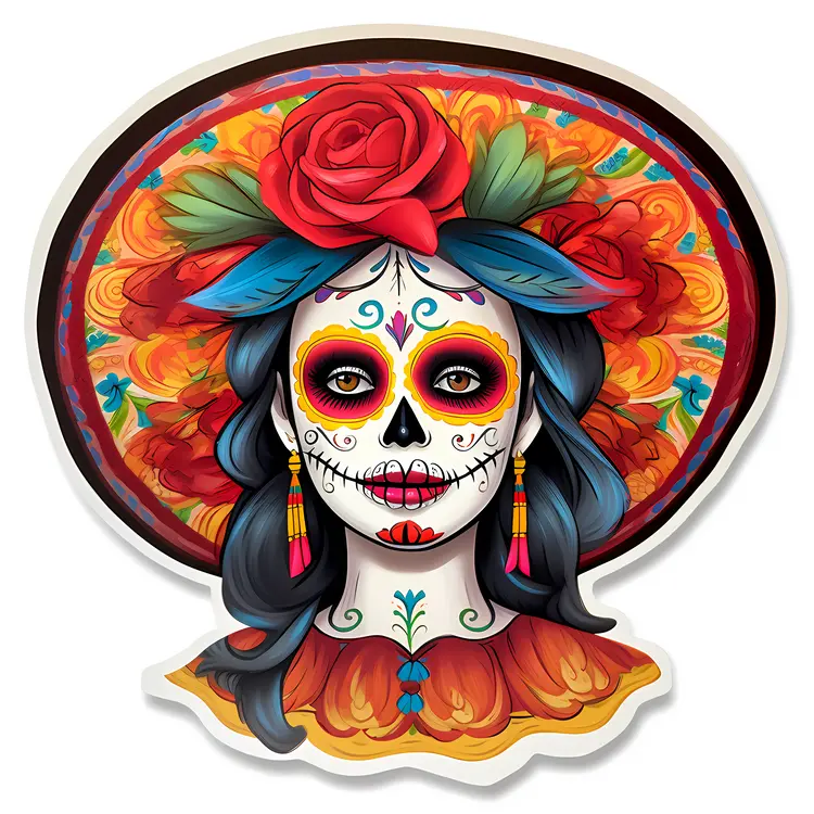 Vibrant Sugar Skull Woman for Day of the Dead