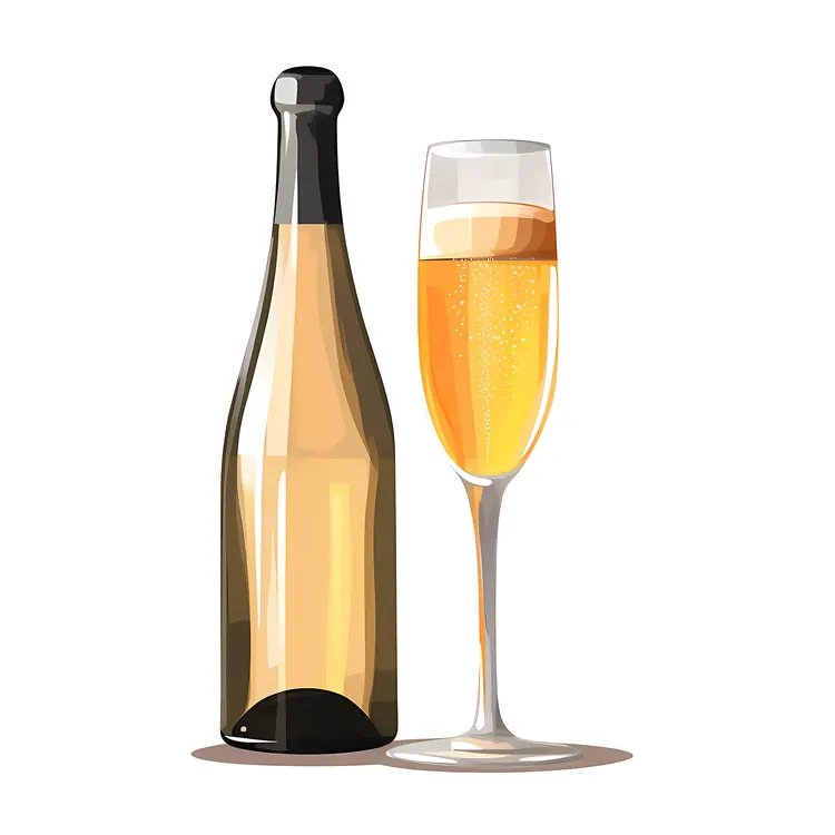 Champagne Bottle with Glass