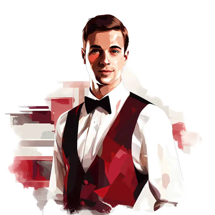 Waiter in Red Vest