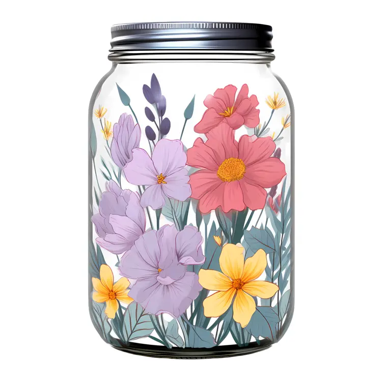 Decorative Jar with Colorful Flowers