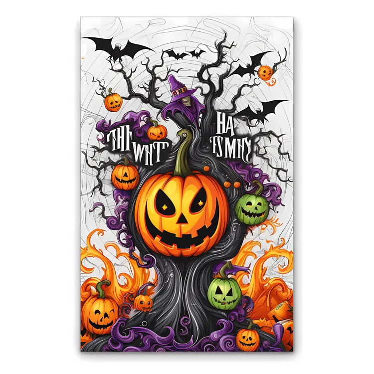 Spooky Tree with Pumpkins