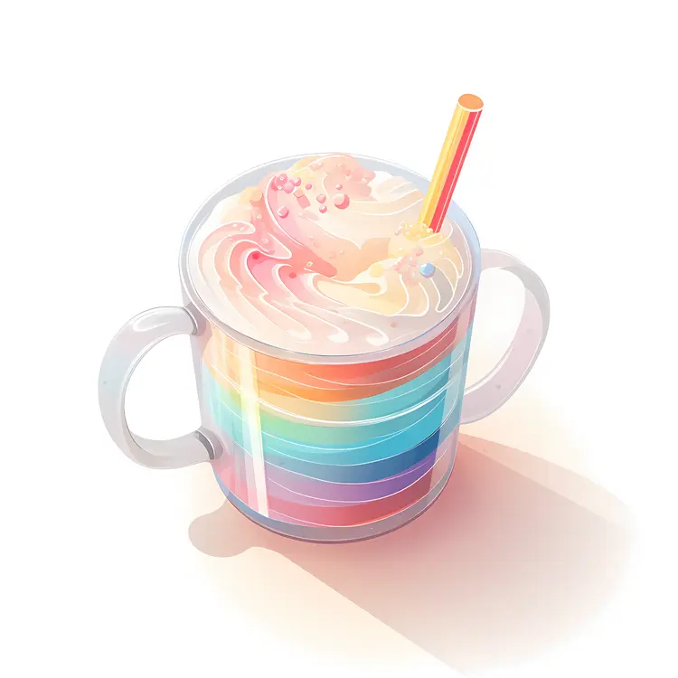 Colorful Rainbow Mug with Whipped Cream