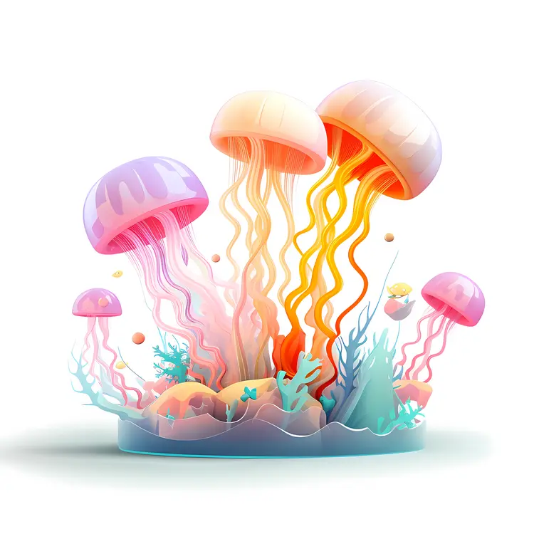 Colorful Jellyfish in Underwater Scene
