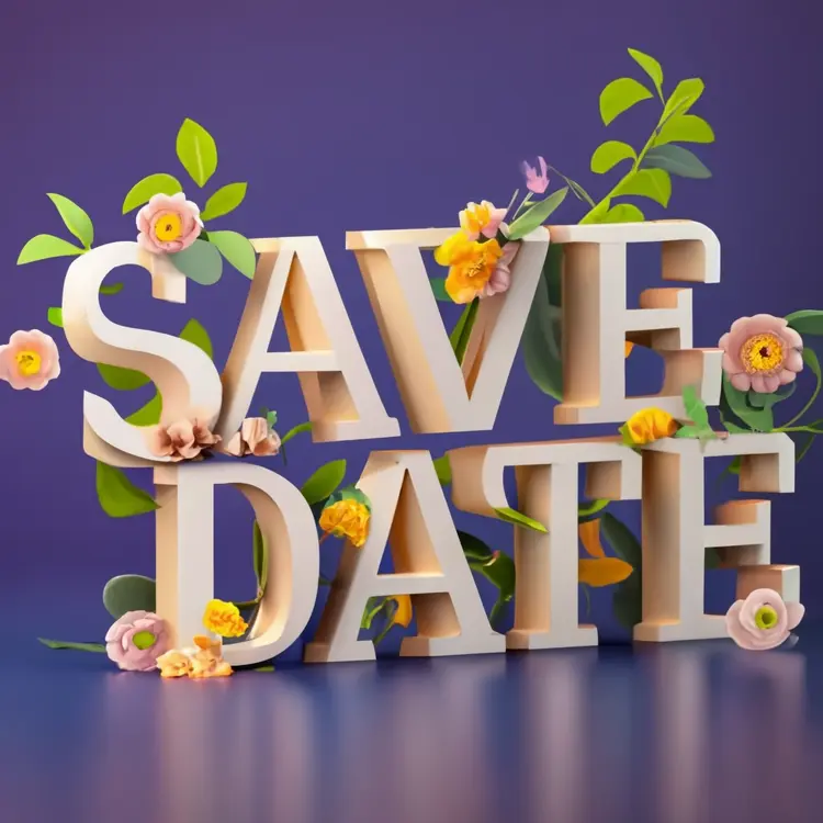 Save the Date Announcement with Flowers