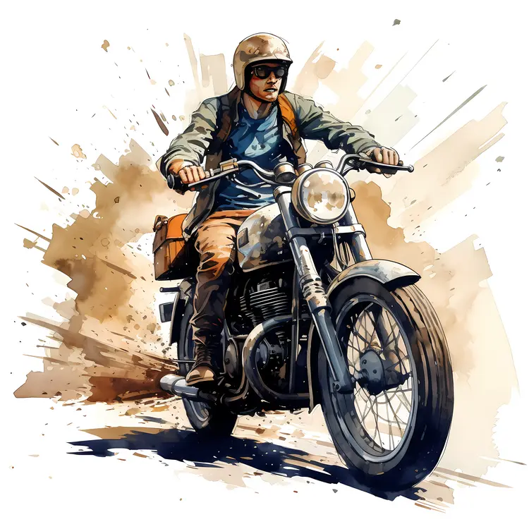 Motorcycle Rider with Backpack