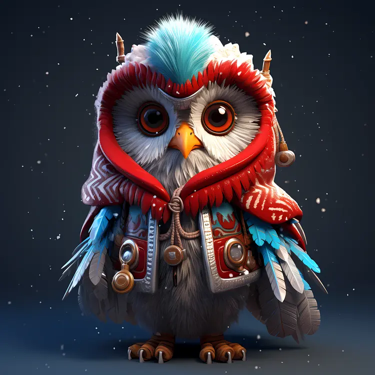 Adorable Owl in Winter Coat and Scarf