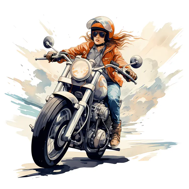 Young Girl Riding a Motorcycle