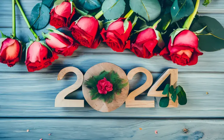 Red Roses and 2024 New Year Greeting