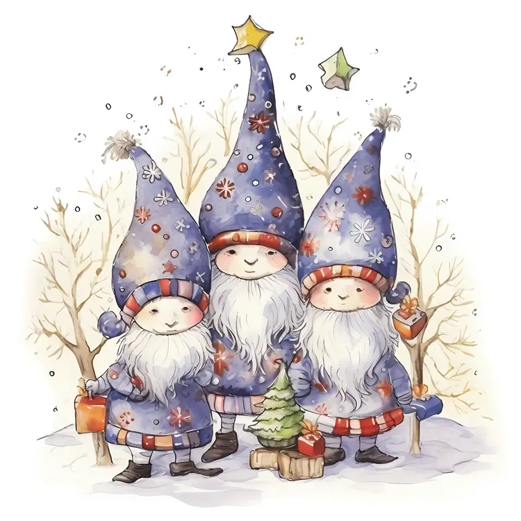 Three Gnomes with Gifts