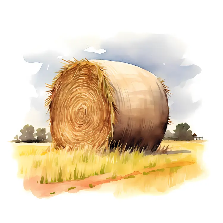 Hay Bale in a Sunny Field