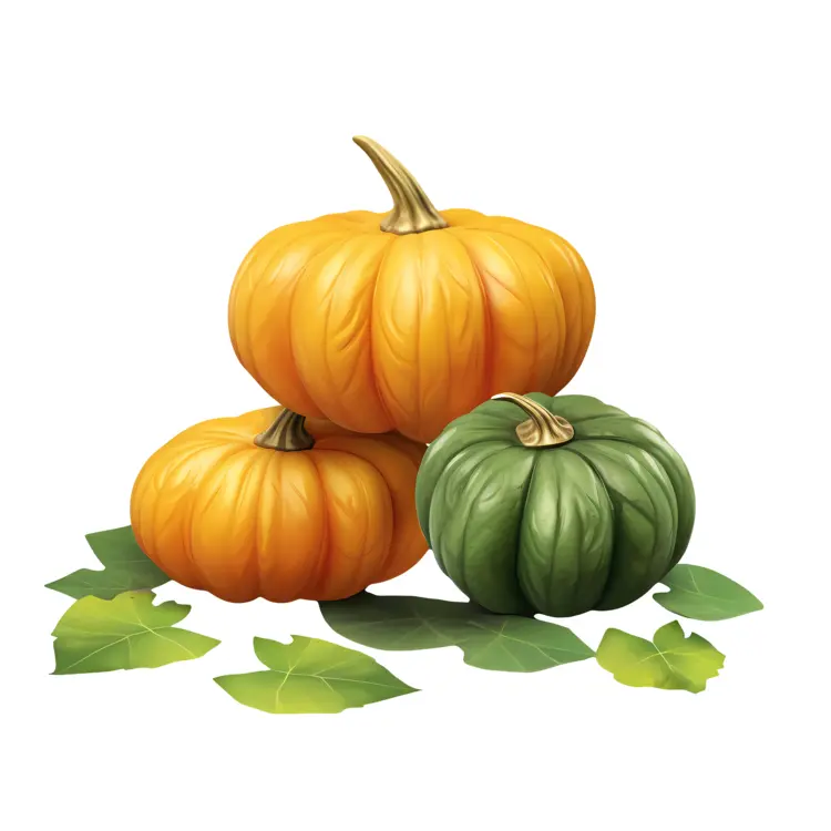 Stack of Orange and Green Pumpkins