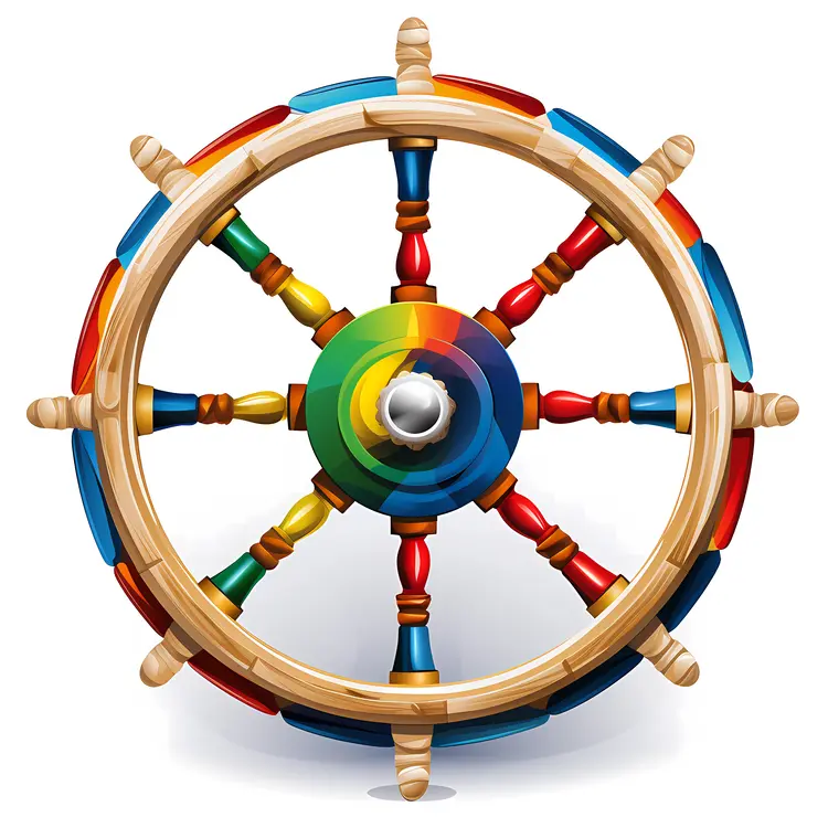 Colorful Ship Wheel Illustration