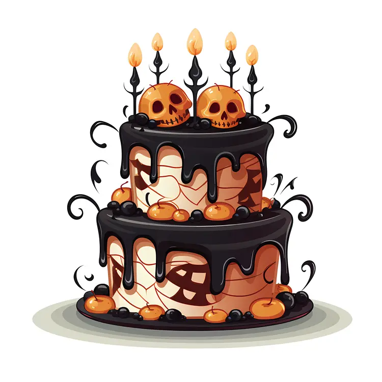 Halloween Skull Cake with Candles