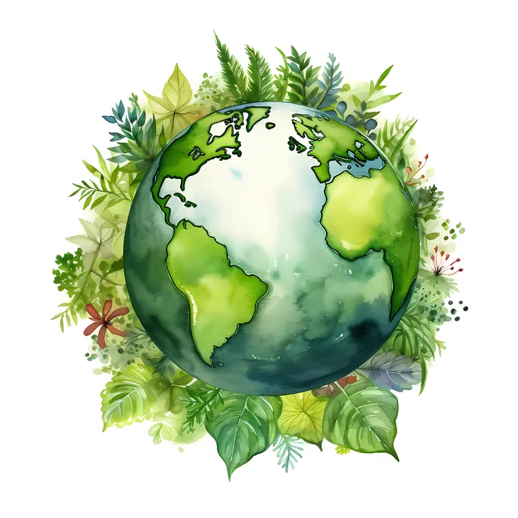 Earth with Green and Blue Tones