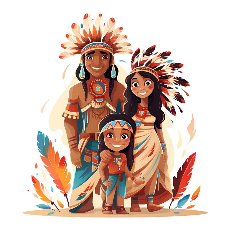 Family in Traditional Headdress