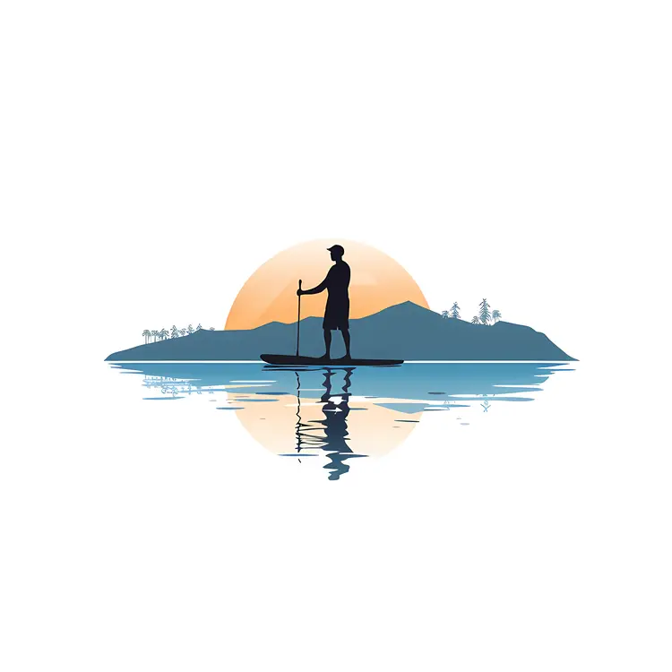 Paddleboarder at Sunset