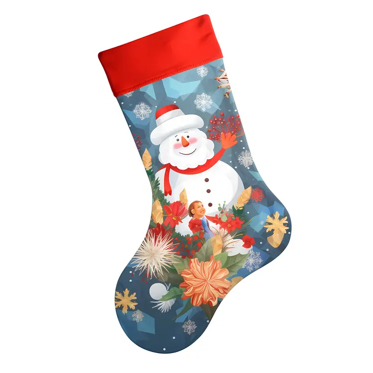 Festive Christmas Stocking with Snowman Design