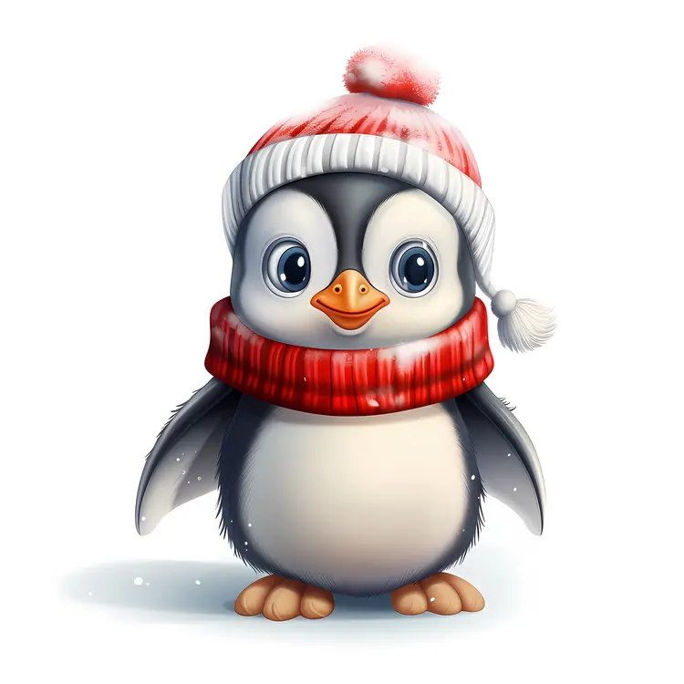 Charming Penguin in Red Scarf
