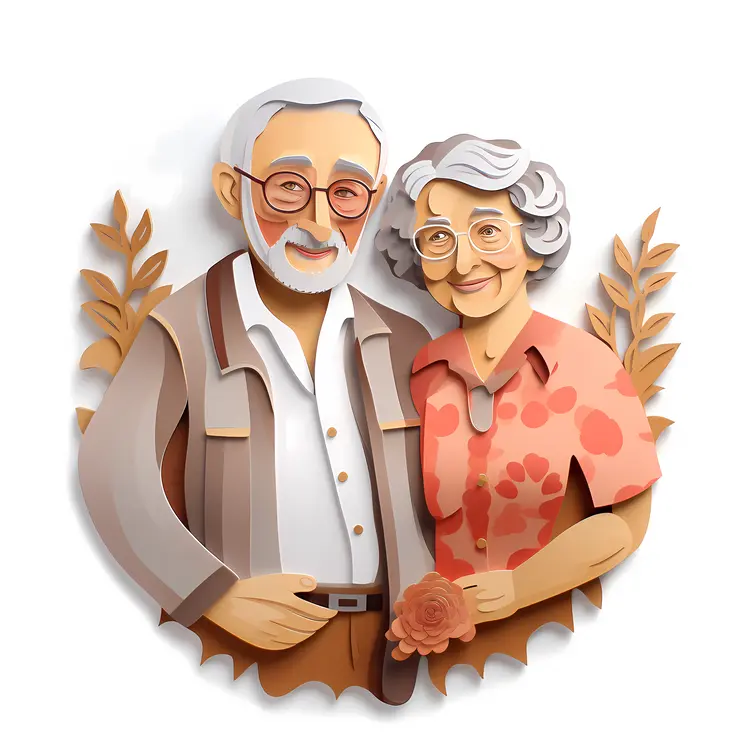 Paper Art Elderly Couple Portrait