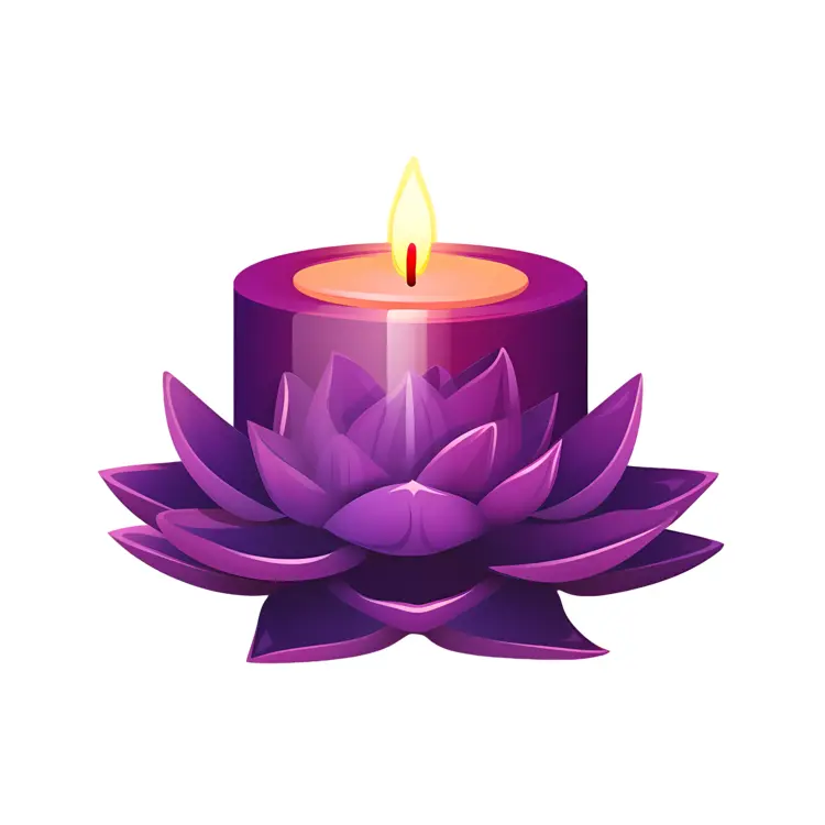 Purple Candle with Lotus Flower