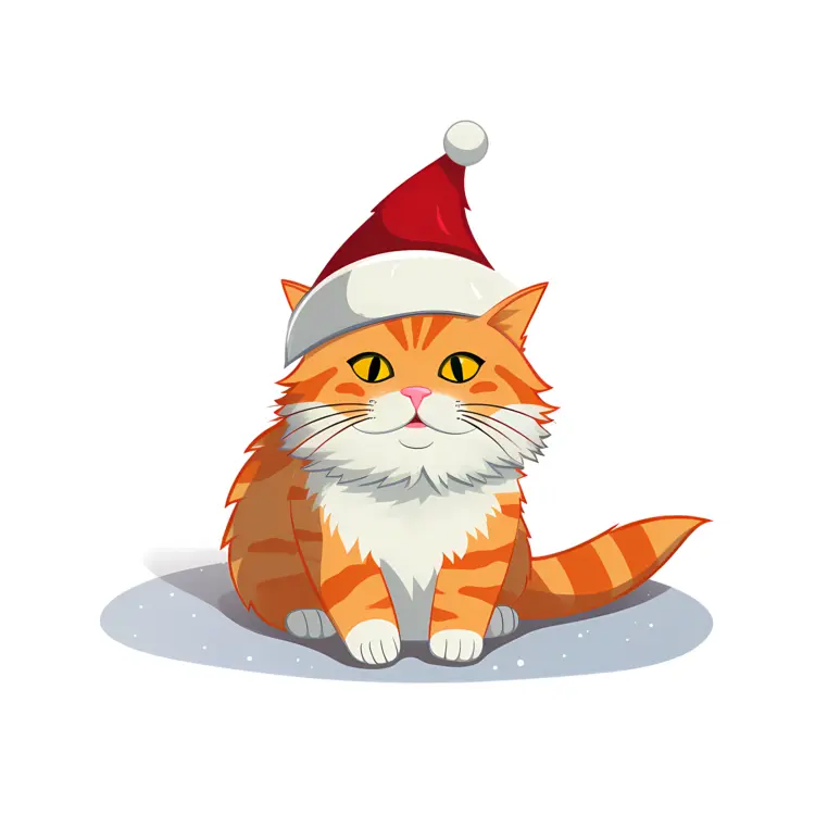 Adorable Cat Wearing a Santa Hat for Christmas