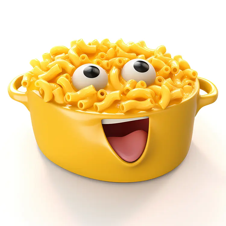 Happy Macaroni and Cheese in Yellow Bowl