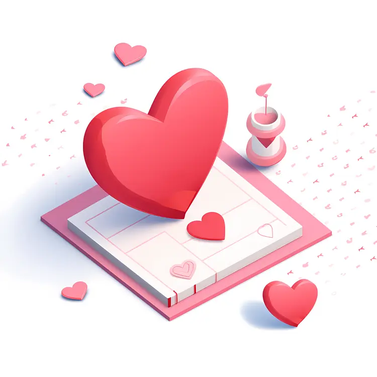 Heart and Calendar in Flat Cartoon Style