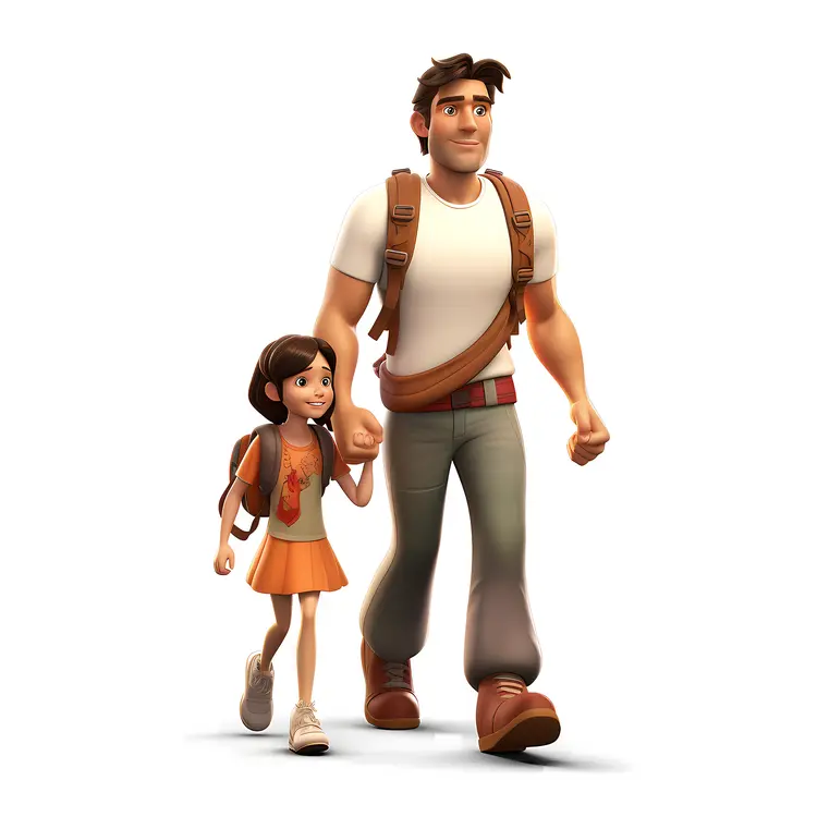 Man and Girl Walking Together