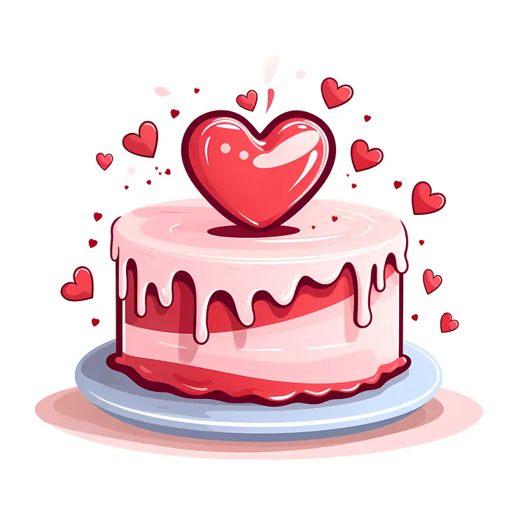 Heart Cake Illustration