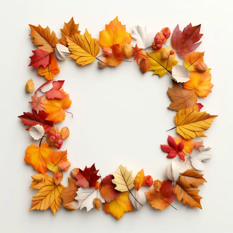 Decorative Frame with Autumn Leaves