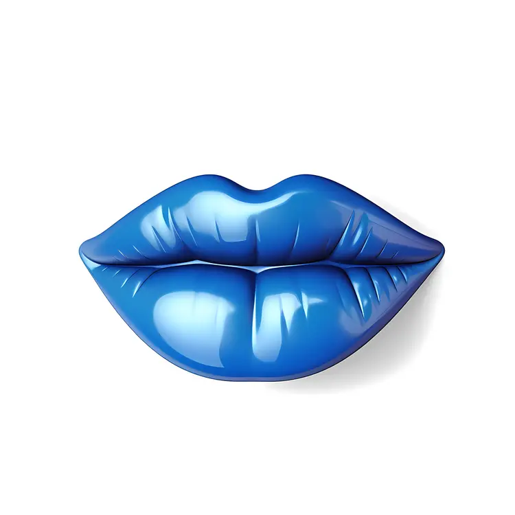 Glossy Blue Lips Illustration