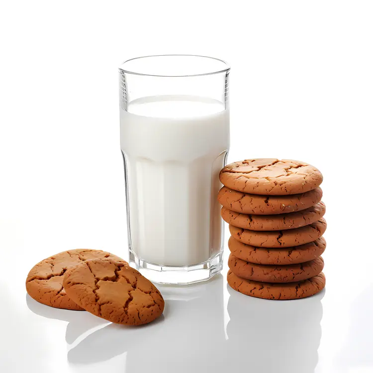 Tall Glass of Milk with a Stack of Cookies