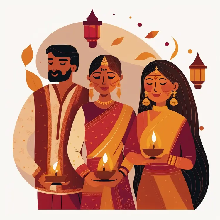 Family Celebrating Diwali with Diya Lamps
Family Celebrating Diwali with Diya Lamps